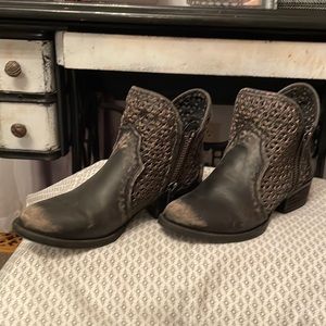 Distressed ankle cowboy boots